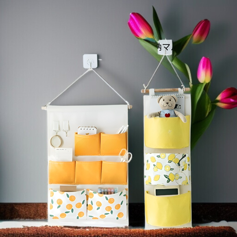 布製壁掛け収納バッグ ベッドサイドの壁 ドア掛け 携帯電話収納ポケット 寮の壁掛けアーティファクト