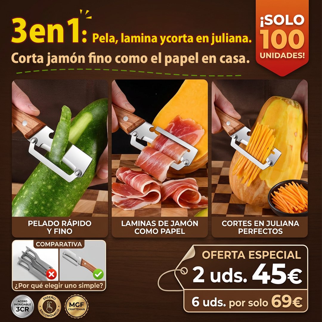 Pelador multifuncional de acero inoxidable grande