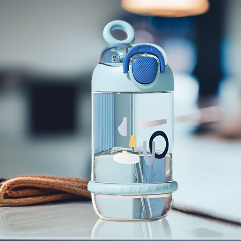 여름 스타일 여자 휴대용 물컵 학생용 빨대컵