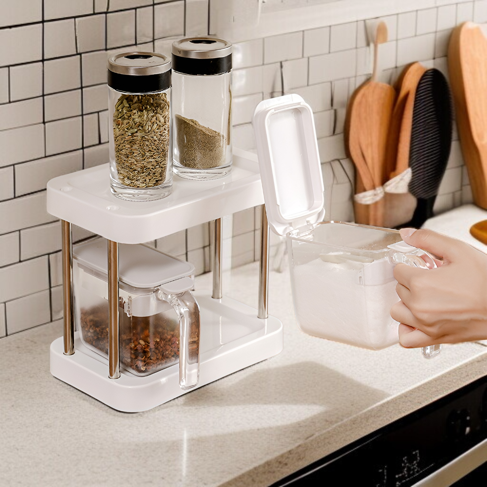 キッチンで使いやすい調味料ラック