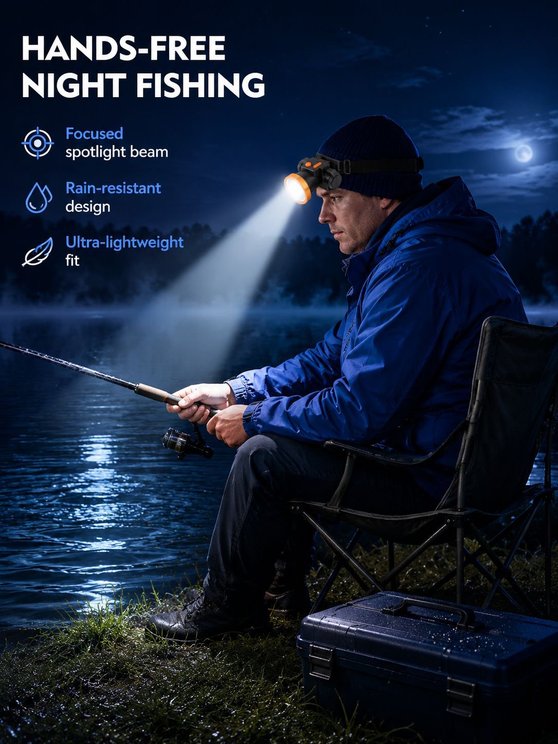Outdoor Rechargeable LED Headlamp for Fishing