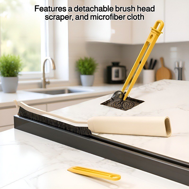 Multifunctional 3-in-1 long crevice cleaning brush