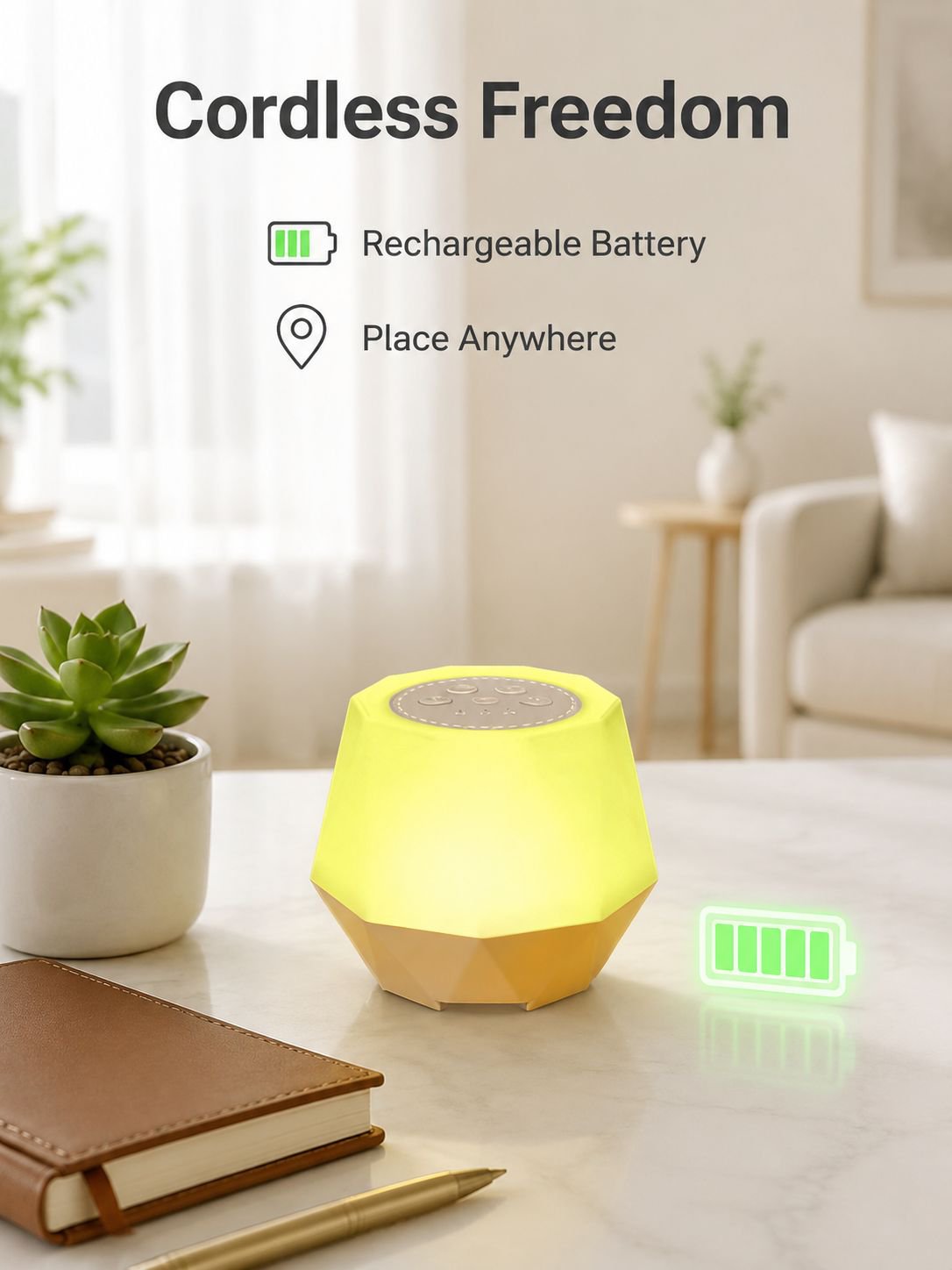 Portable Rechargeable White Noise Sleep Lamp, Timer Night Light, Nighttime Soothing Sleep Aid