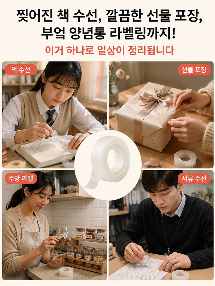 흔적 없이 감쪽같이 복구하는 찢어진 종이 책 문서 붙이는 수정테이프