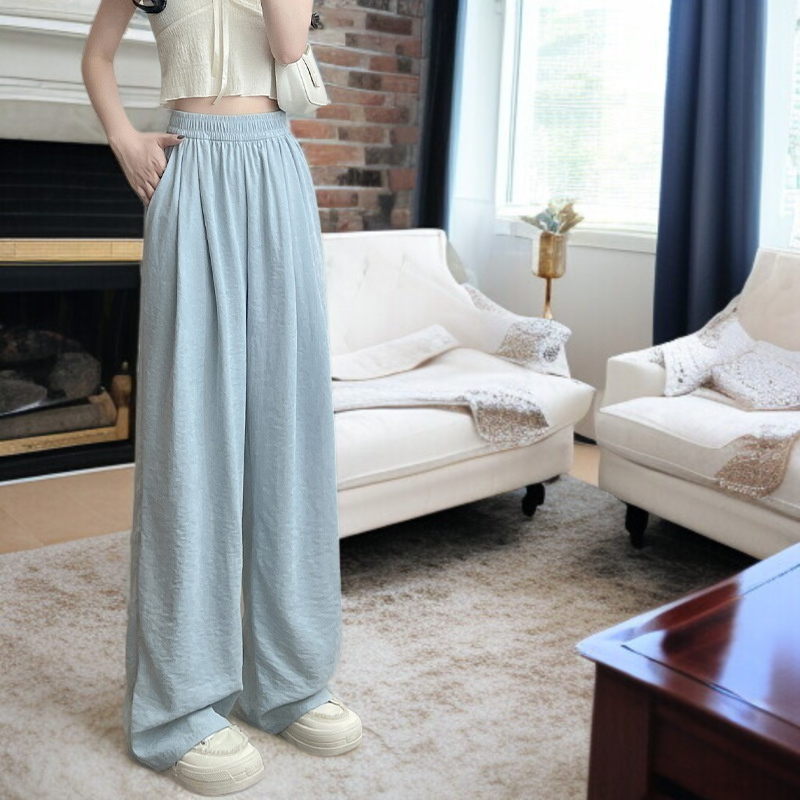 クリームムースヤマモト パンツ レディース 夏 カジュアル 多用途 ドレープ クリーム パンツ テクスチャード レイジー アイスシルク ワイドレッグパンツ