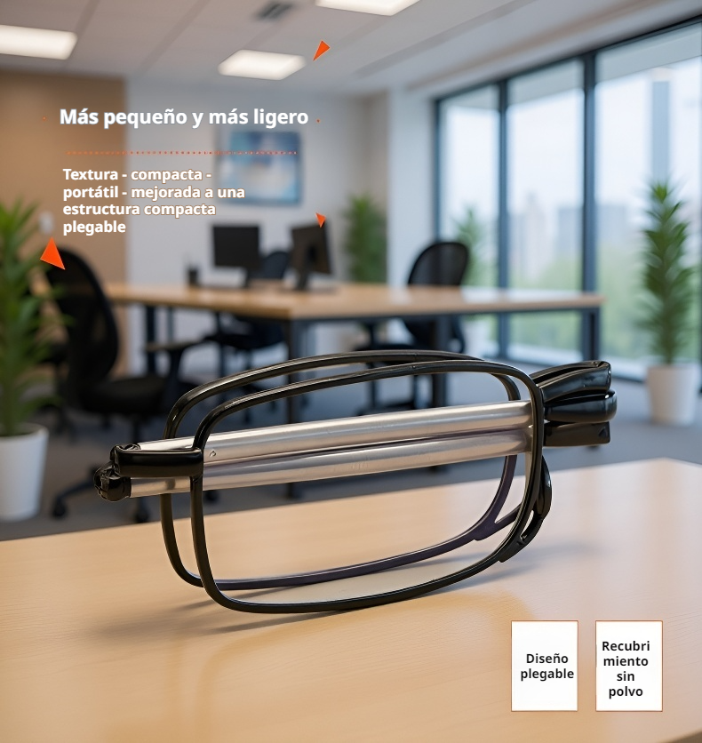 Vista lateral de lentes plegables con montura resistente