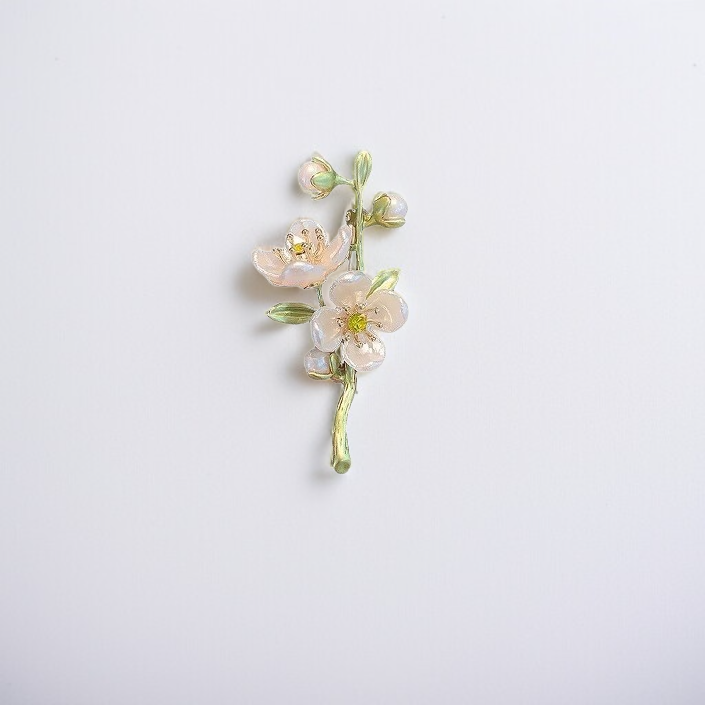 Brosche mit grünem Jasmin im Vintage-Stil