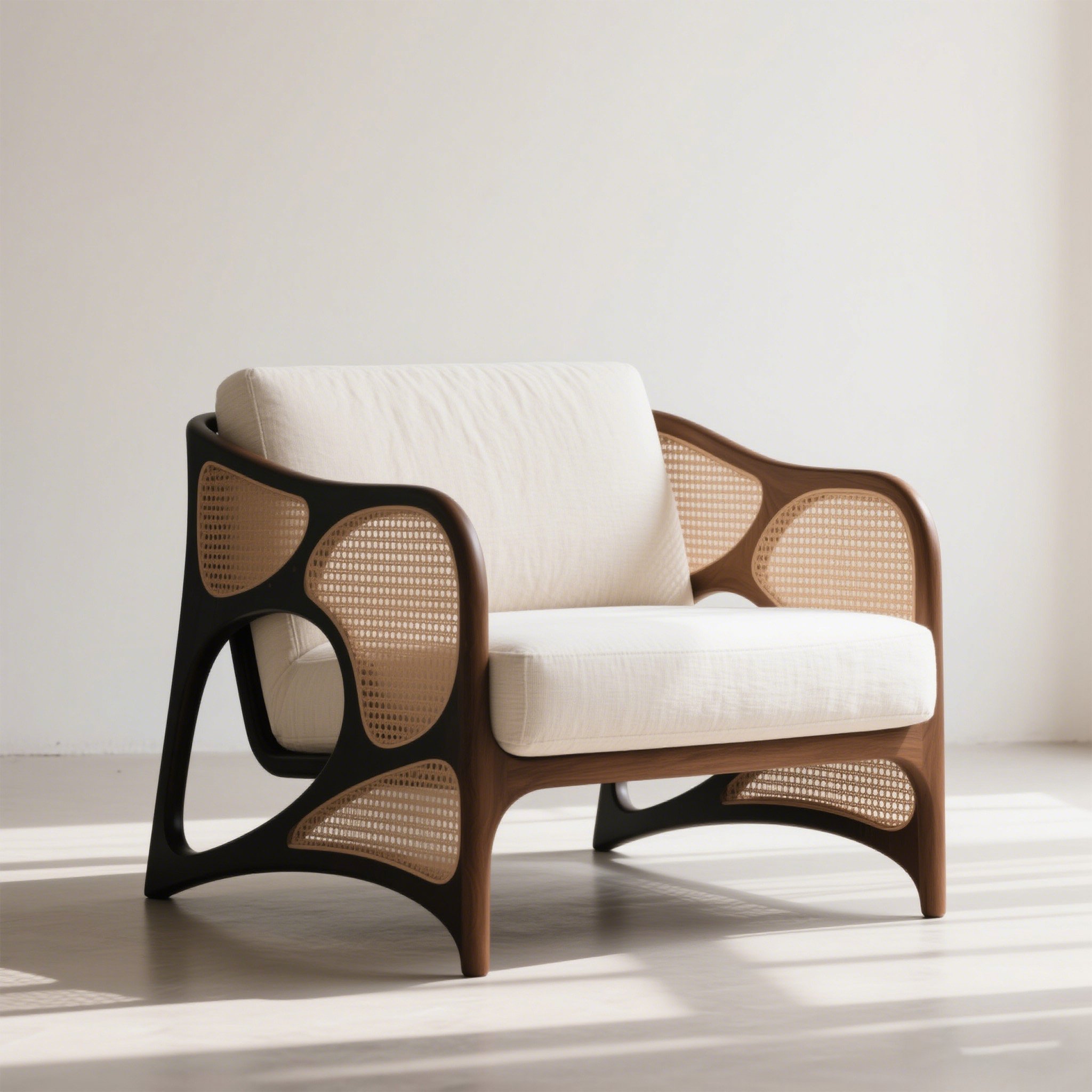 원목 라탄 싱글체어