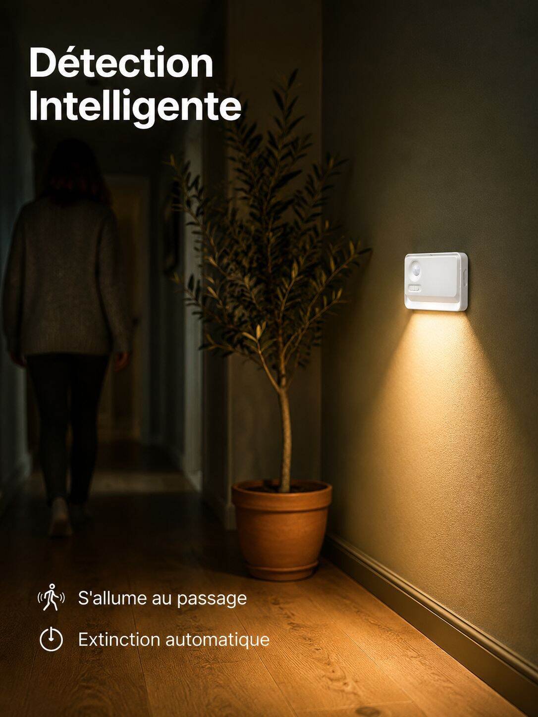 Lampe murale à détection de mouvement, veilleuse de chevet rechargeable USB