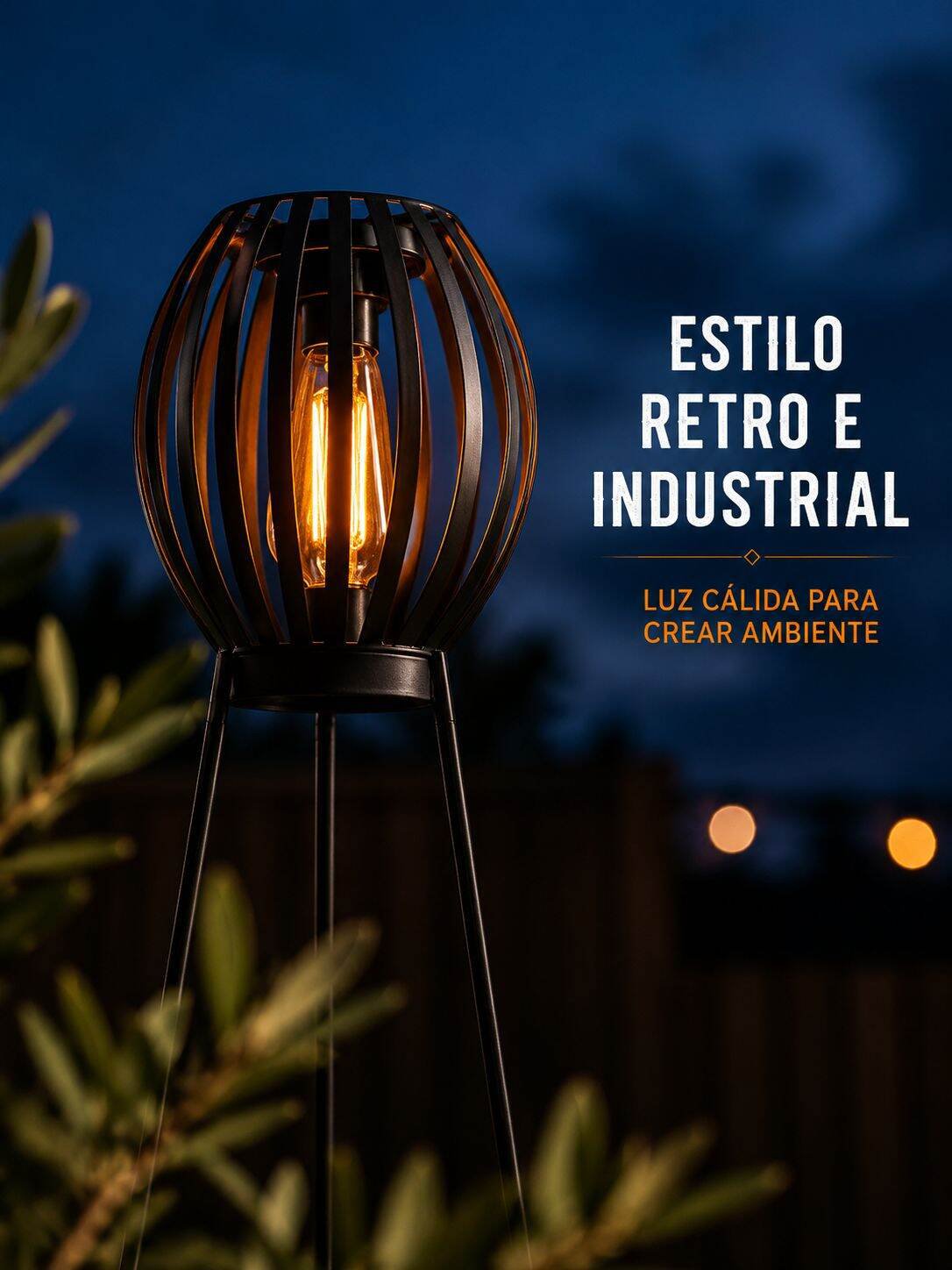 Iluminación nocturna con lámpara solar y cesta de flores
