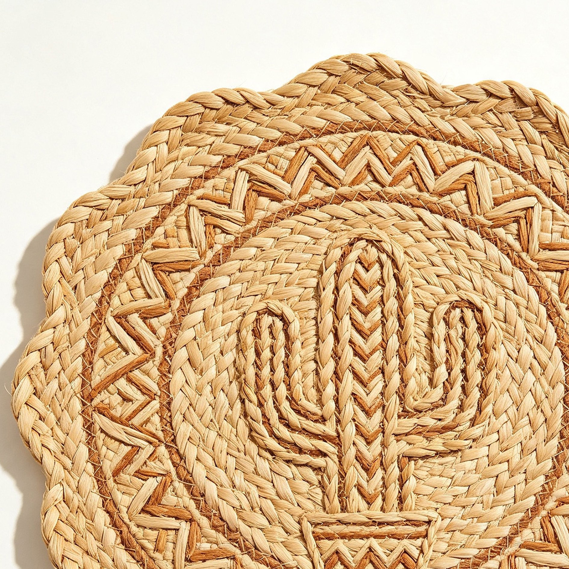 Cactus grass woven placemat on dining table