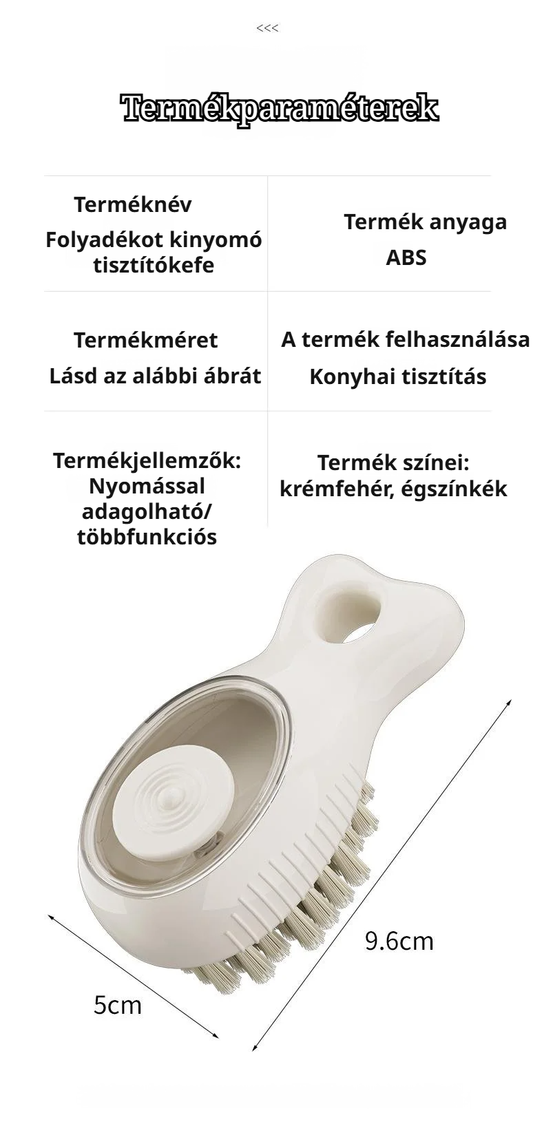 Mosogatókefe folyadékadagolóval poharakhoz és serpenyőkhöz