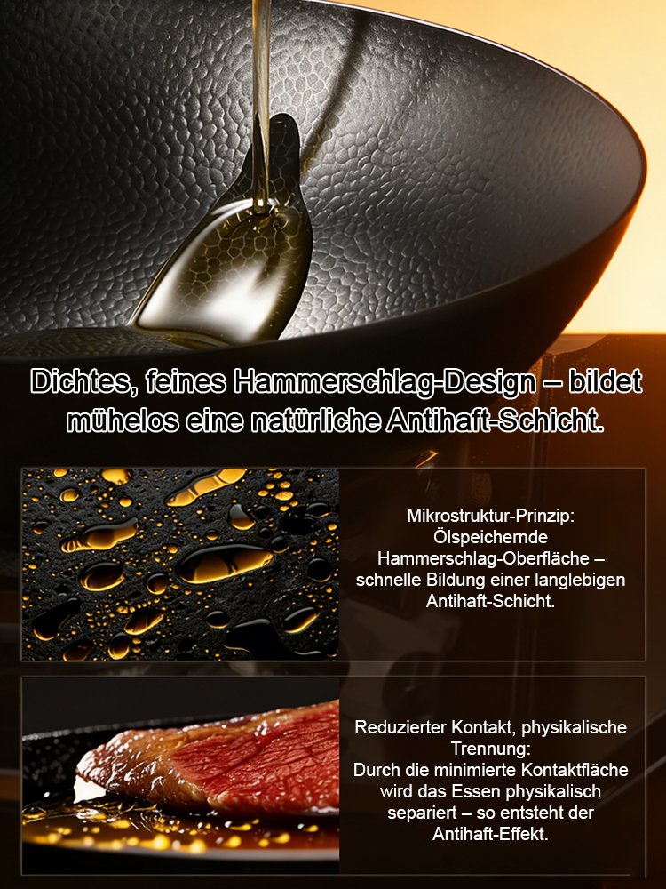 Handgeschmiedete Pfanne✨30.000 Hand-Schläge ✨Ohne chemische Beschichtung ✨Sicher & Gesund