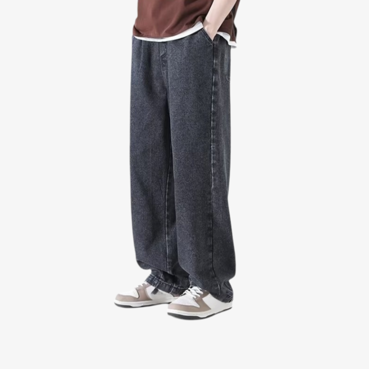 メンズアメリカンウォッシュジーンズ、ルーズストレート、トレンドブランドワイドパンツ、アメリカンハイストリート万能カジュアルロングパンツ