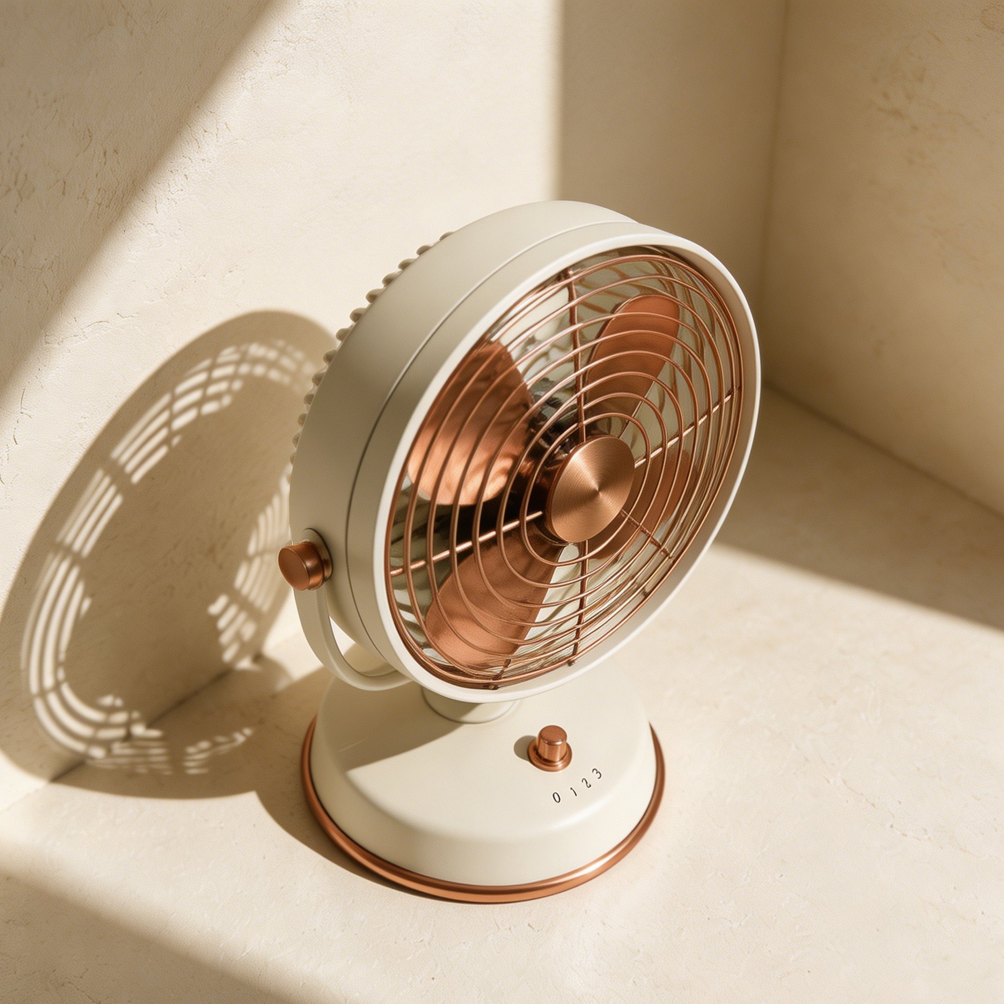 Energiesparender Tischventilator auf Schreibtisch