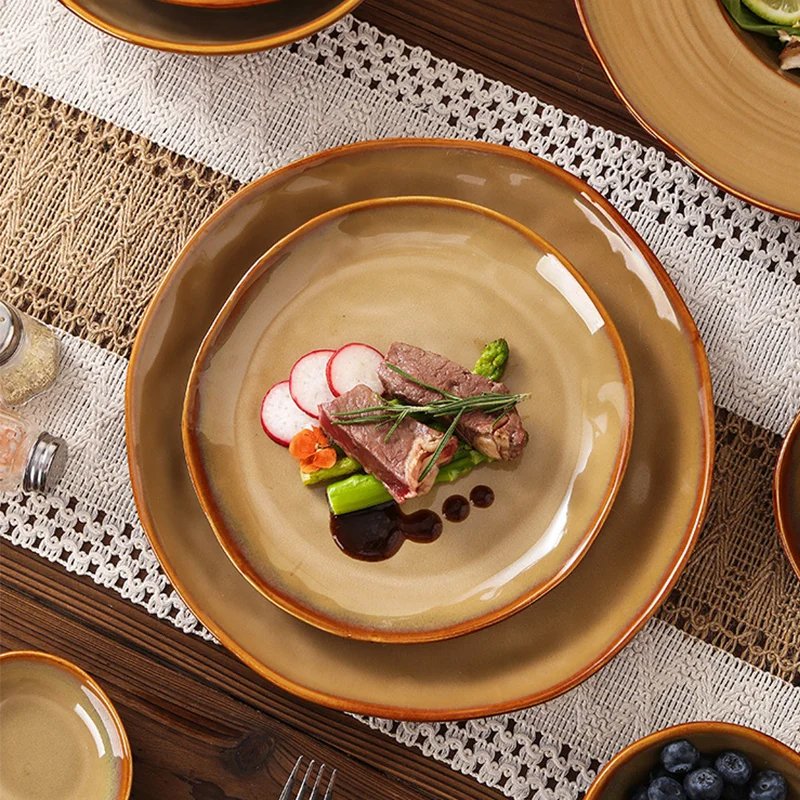 Colored Glass Ceramic Plate and Bowl Set