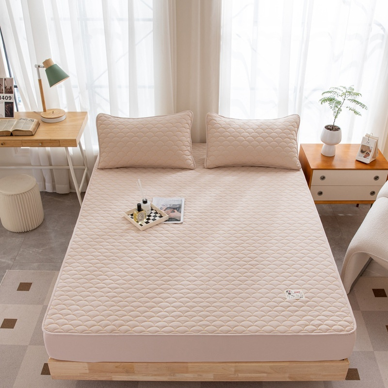 Pure Cotton Fitted Mattress Protector Non-slip Washed Cotton