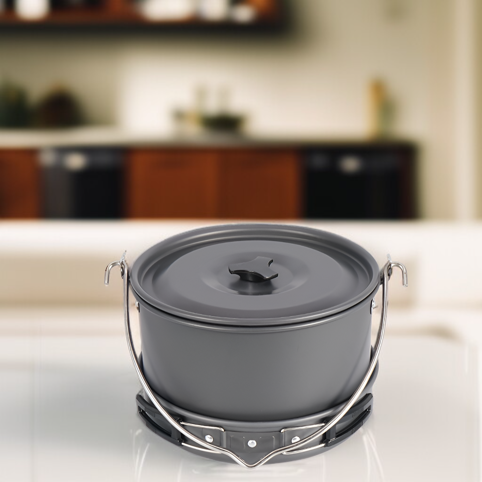 Picknick-Kochset für Familie, 5-6 Personen, Antihaft-Kessel und Topfset