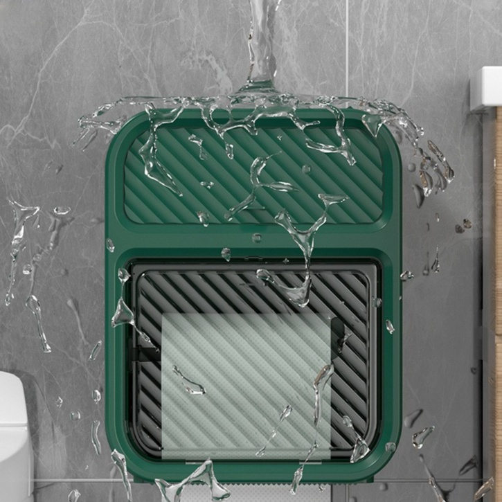 Caja de pañuelos impermeable de lujo ligero, de doble capa, montada en la pared, sin perforación