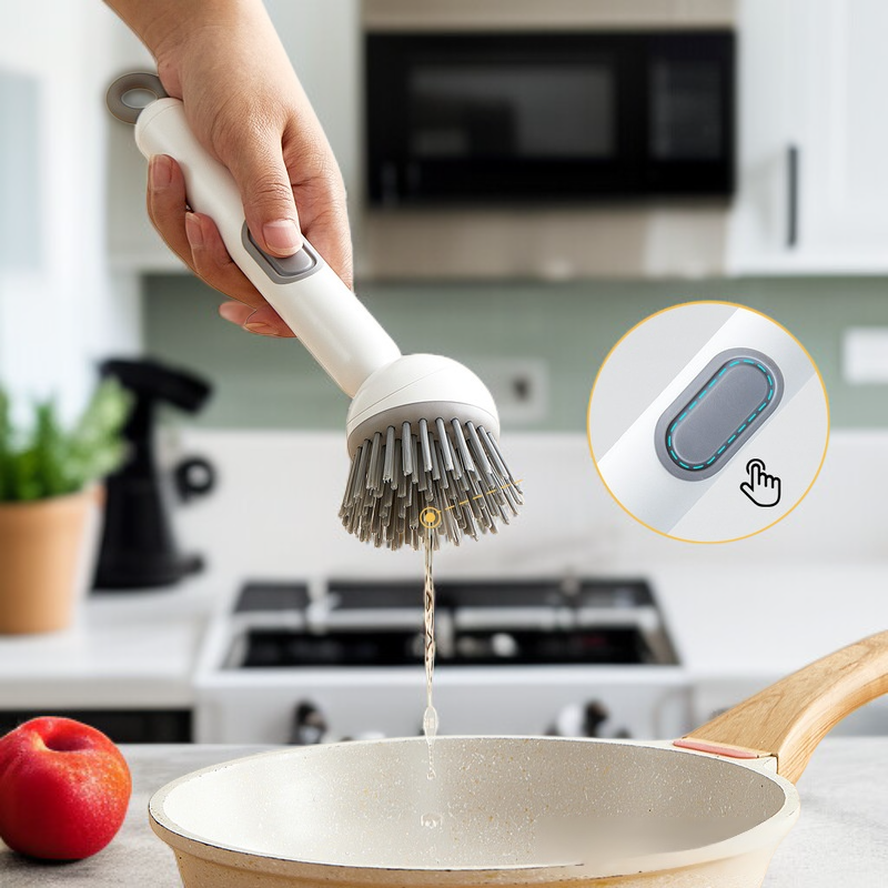 주방 액체 냄비 브러쉬 긴 손잡이 회전 브러쉬 집안 청소 브러쉬 와이어 볼 대체품