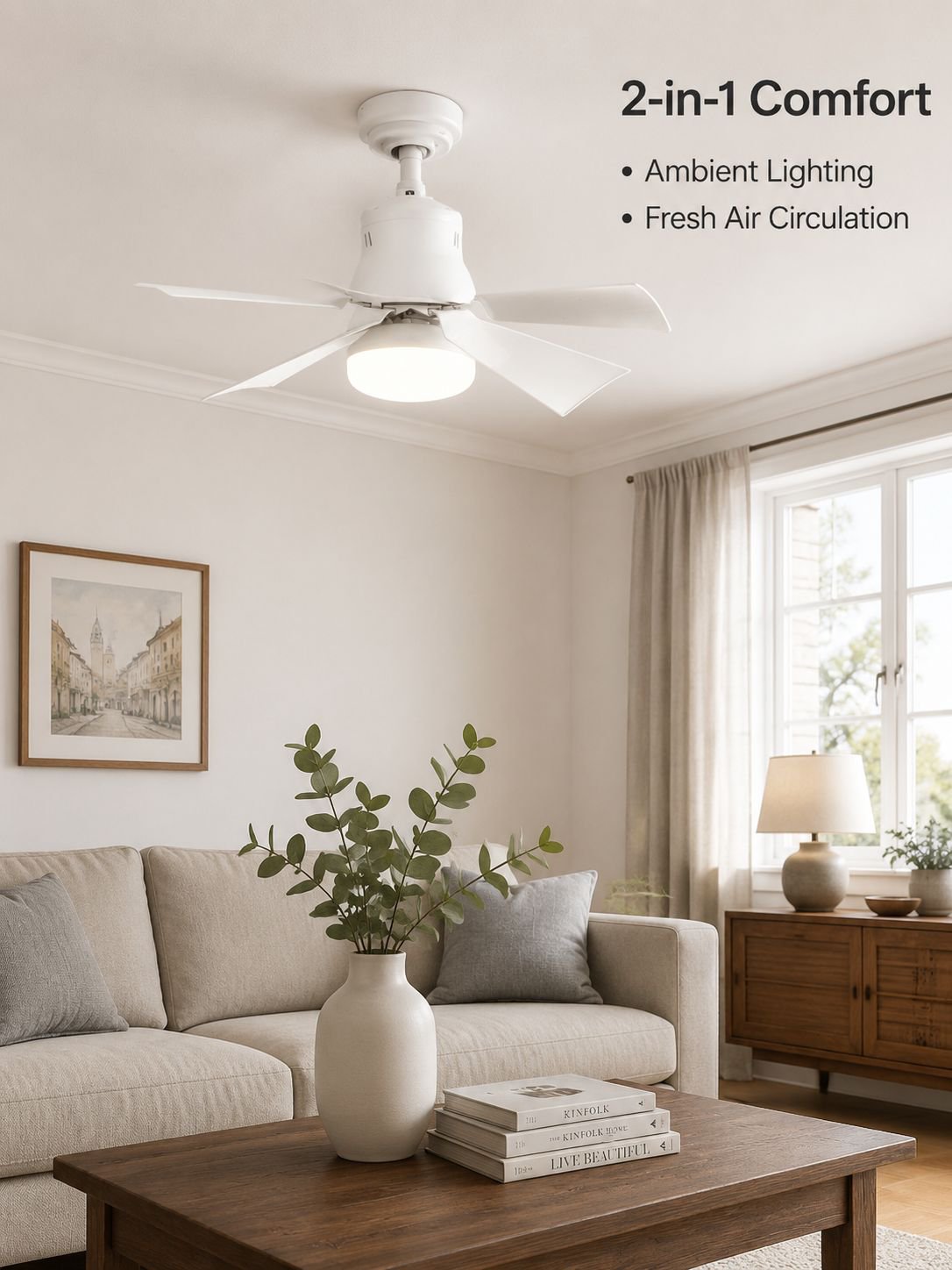 Bedroom Living Room Fan Light Fan Light Detachable Three Wind Speed Home Ceiling