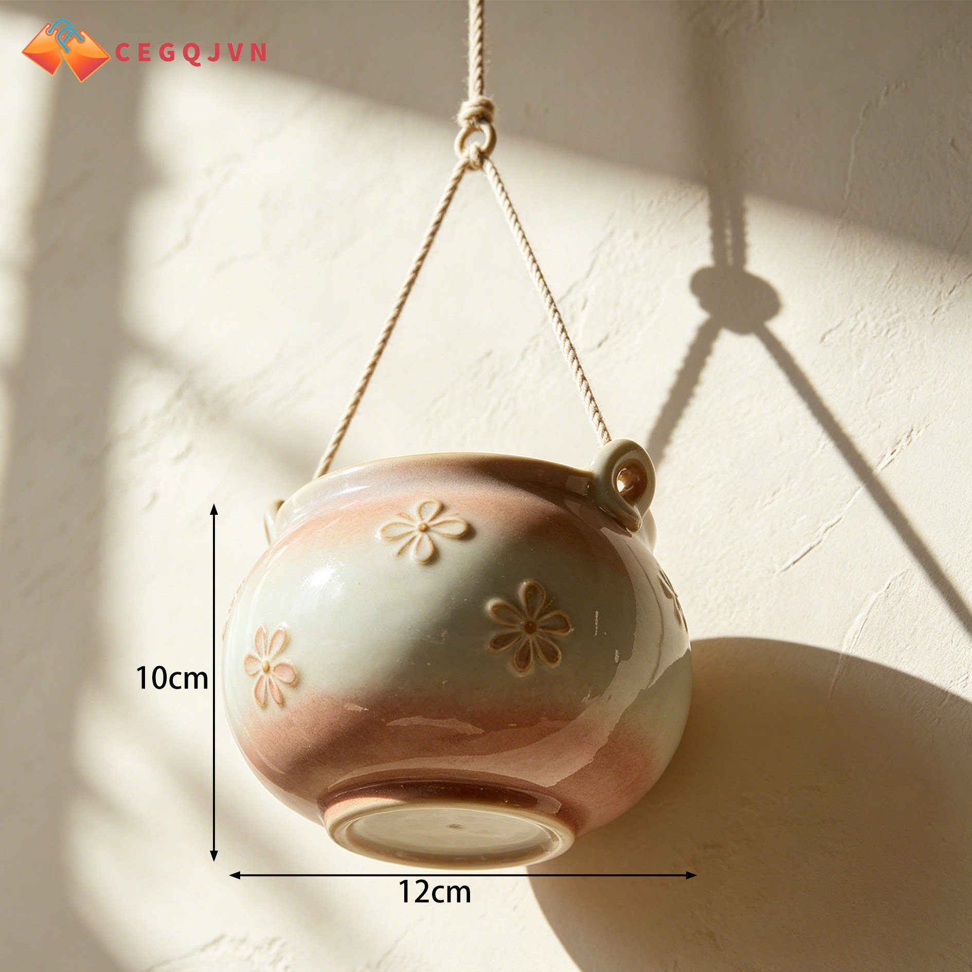 Durable plastic hanging flower pots with metal chains
