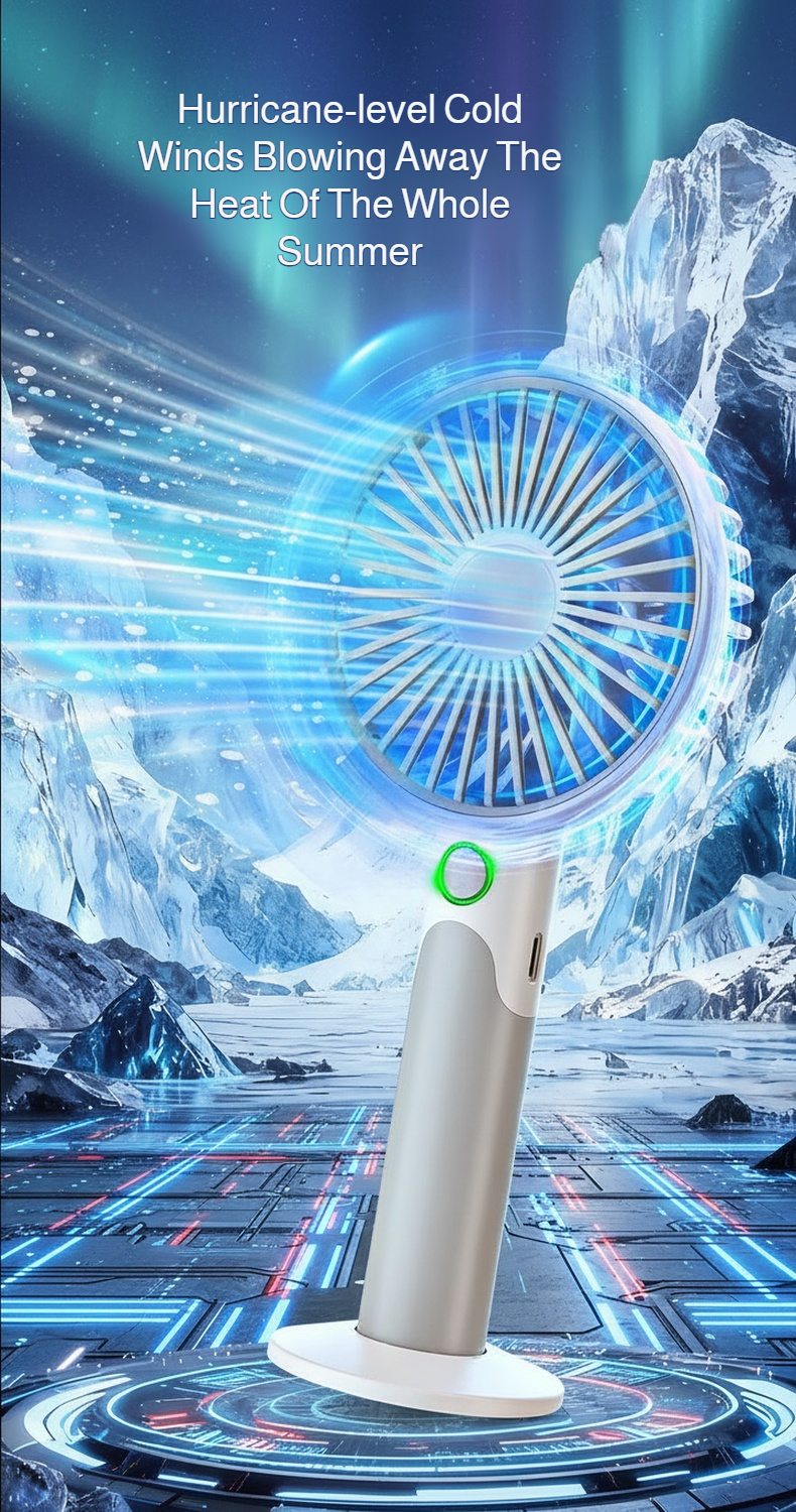 Compact mini fan with USB charging cable