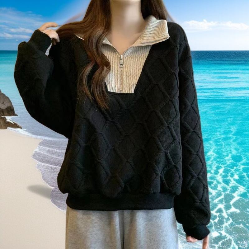 3Dダイヤモンドチェックスウェットシャツ