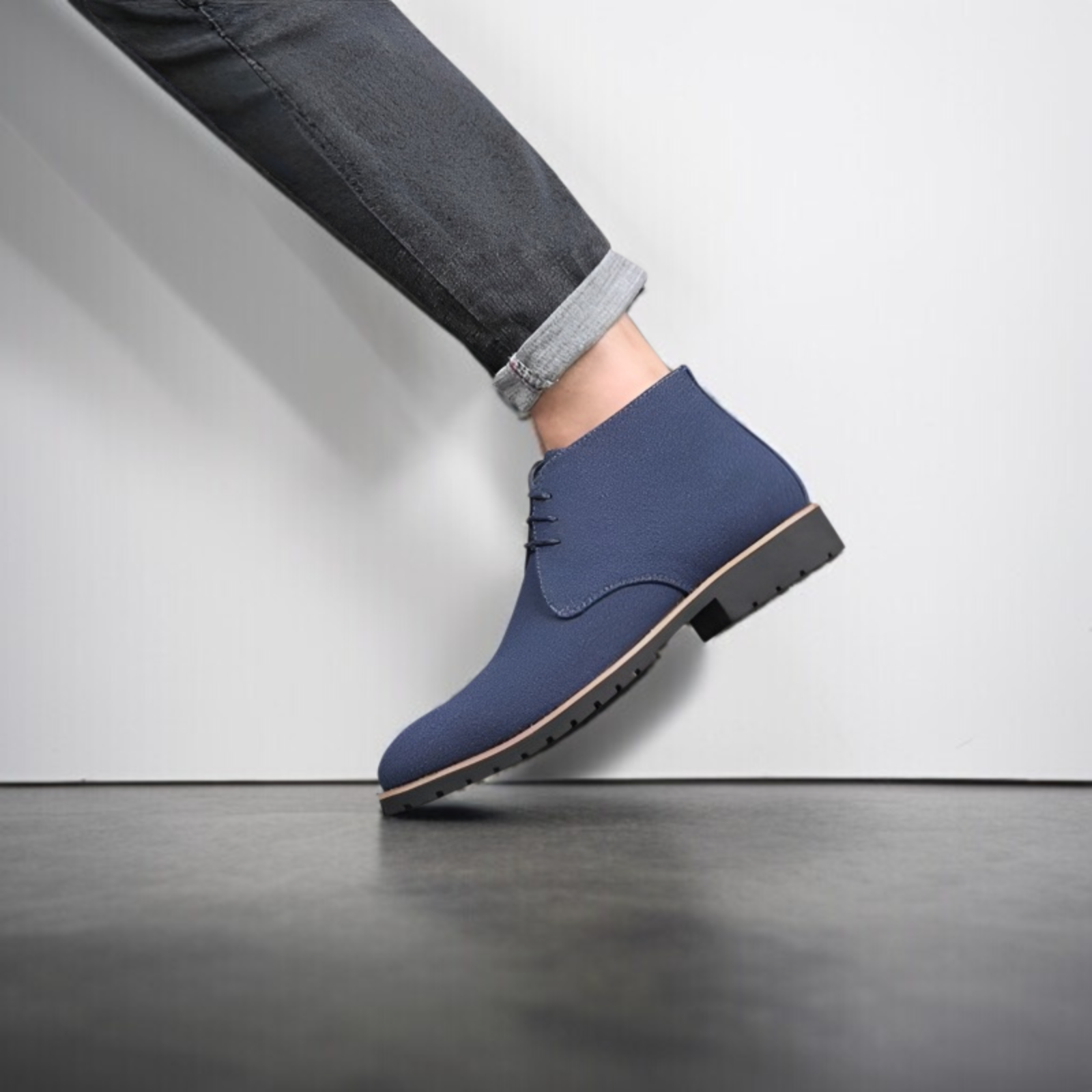  秋季メンズ尖頭カジュアルレザーシューズ 紳士ブーツ 前紐ローヒール大きいサイズマーチンブーツ スエードメンズシューズ