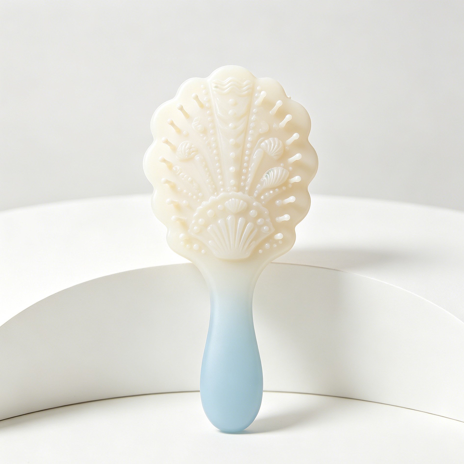 Peigne à cheveux droit orné de coquillages