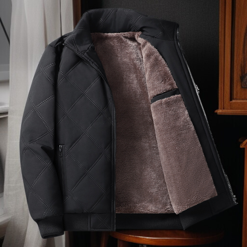 冬のメンズカジュアル厚手ハイネック中綿ジャケット