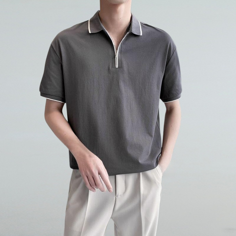 おしゃれ着やせ男装夏の新作開襟Tシャツトップス