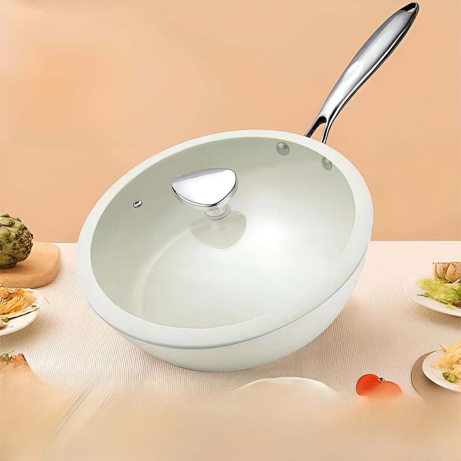 Wok traditionnel chinois en fer, facile à attacher