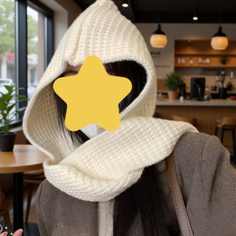 Bufanda con capucha y gorro integrado para mujer en color neutro