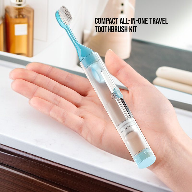 Compact All-in-One Travel Toothbrush Kit