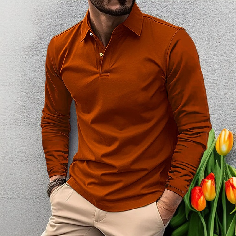 Camisa Deportiva Casual para Hombre con Manga Larga y Cuello