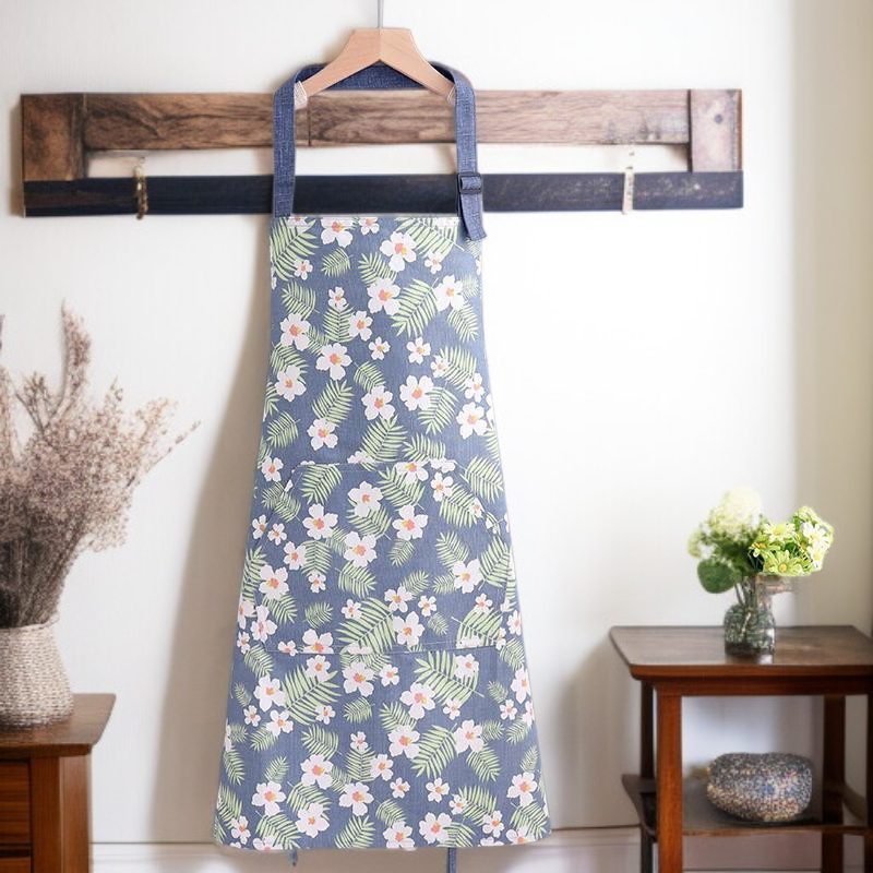 Küchenschürze aus Baumwollleinen mit Sonnenblumendesign