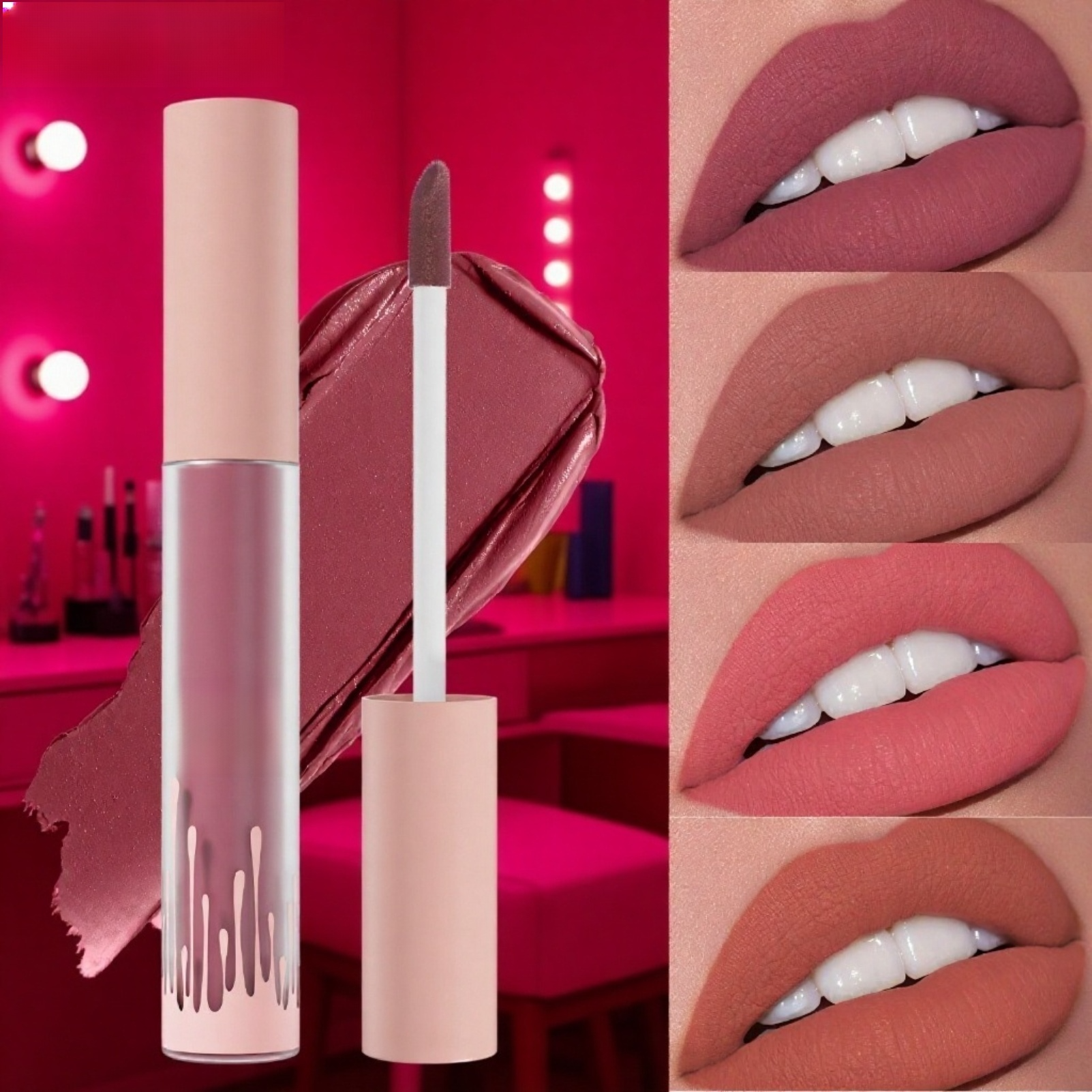 新作リキッドマットリップ・長持ち防水・4色展開