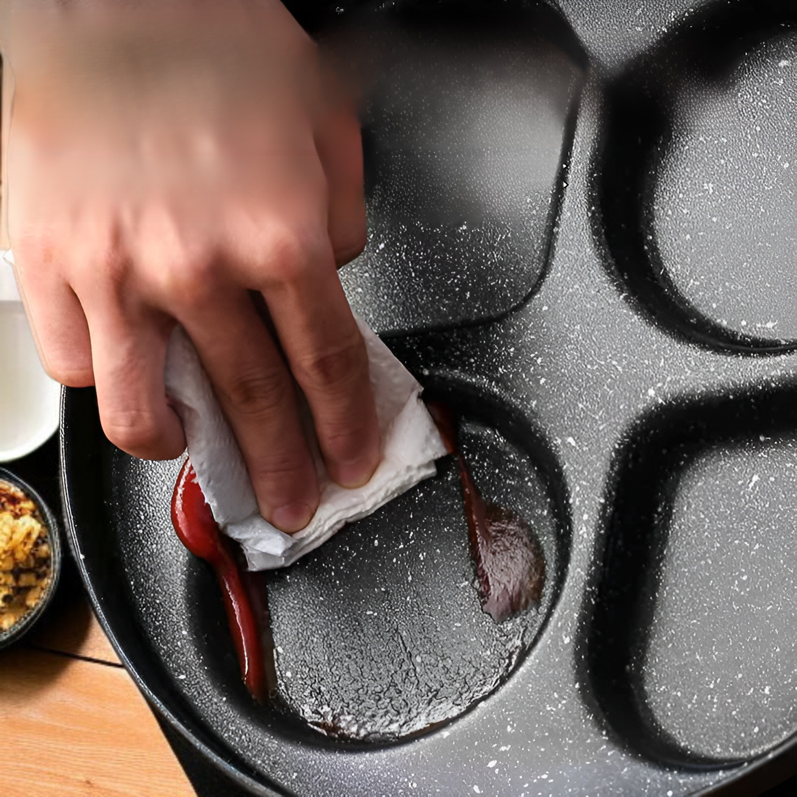 Healthy breakfast prepared in mini pan