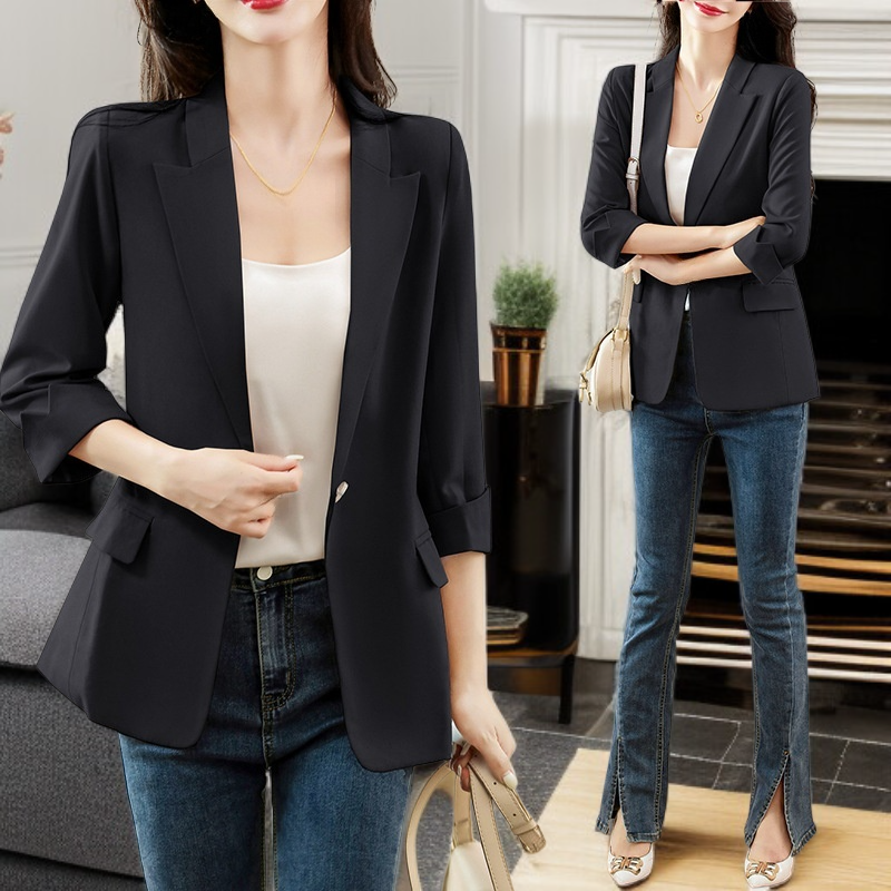 レディースカジュアル三分袖ショートジャケット