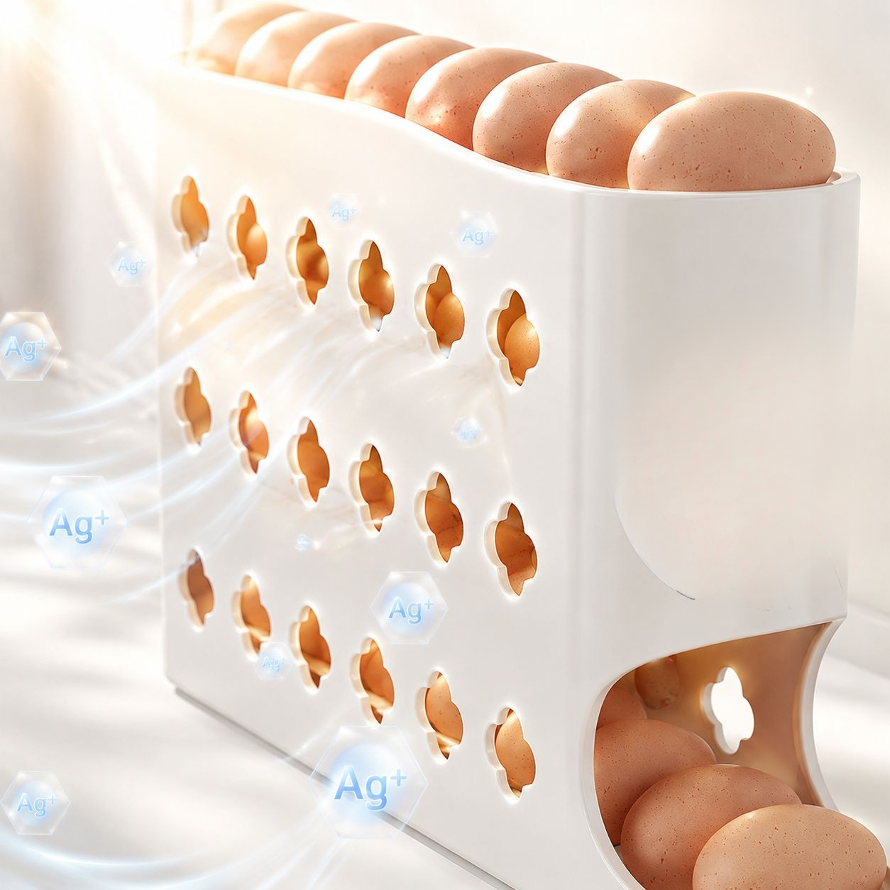Boîte à œufs avec rouleau automatique multicouche pour réfrigérateur