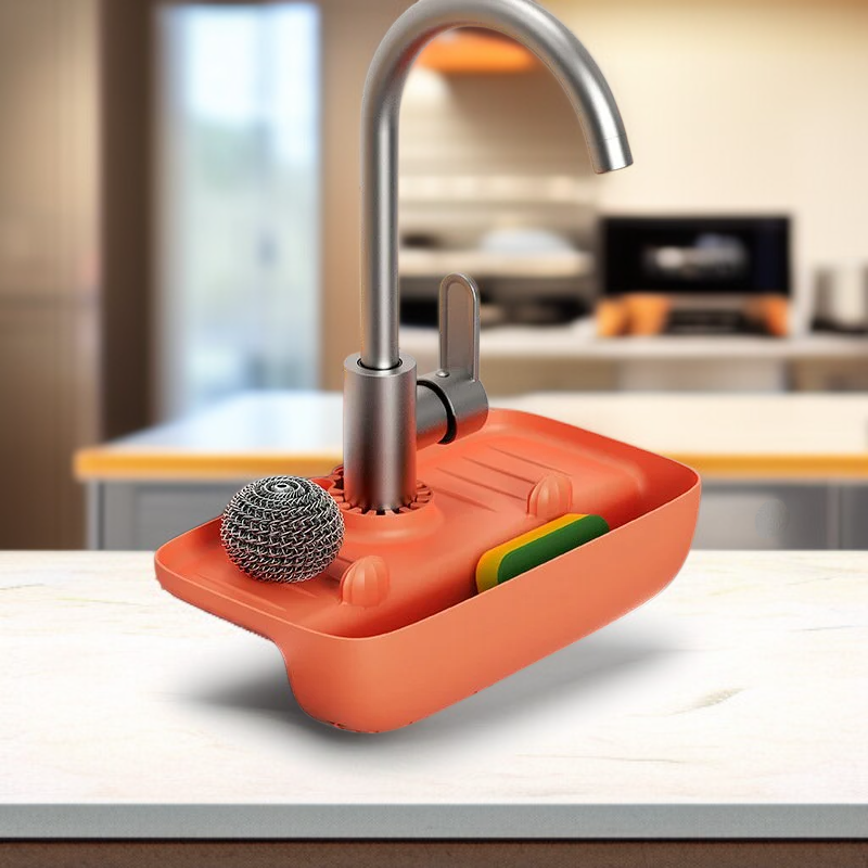 水龍頭防水滴瀝水收納架 水槽集水墊 防滑桌墊 廚房抹布海綿瀝水收納架