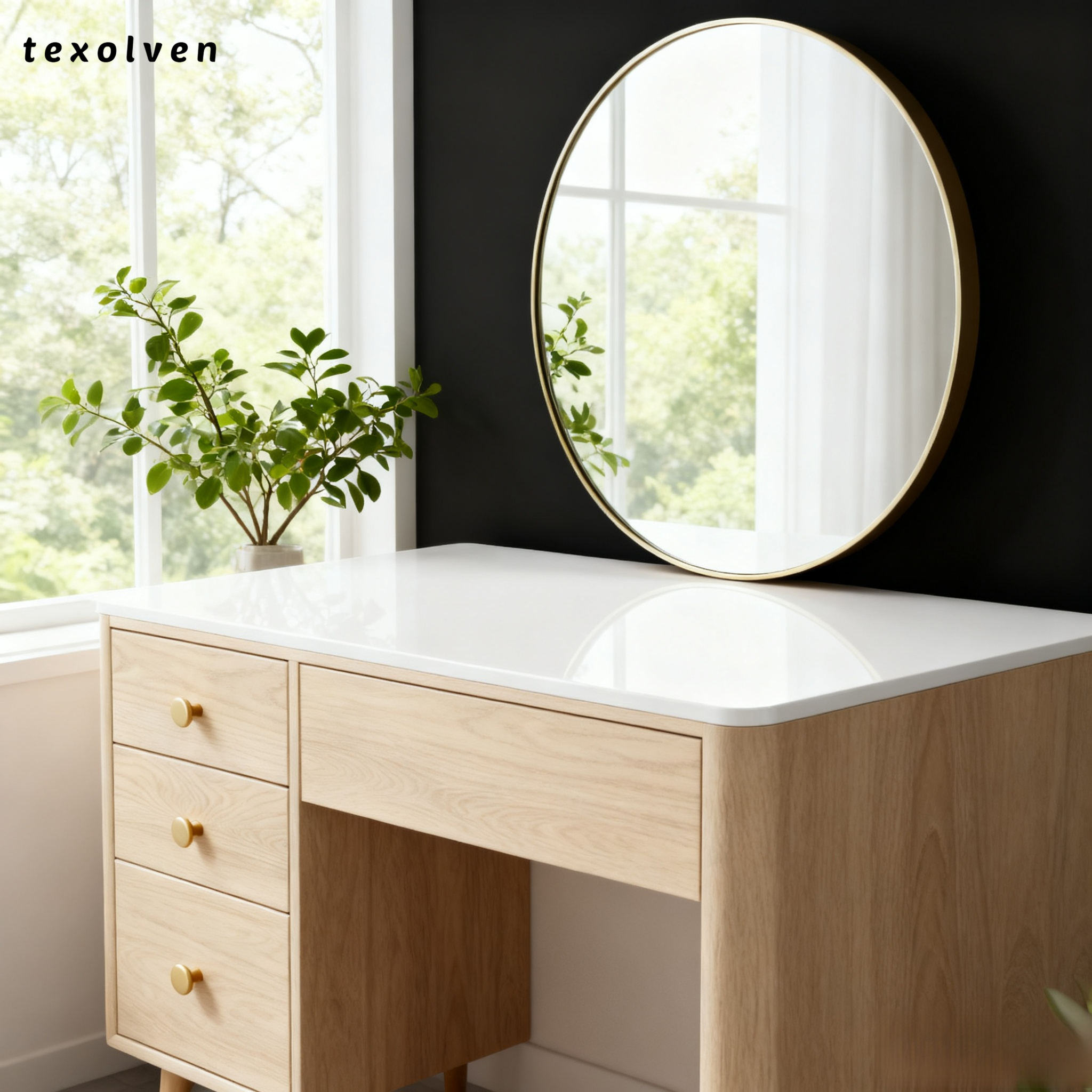 크림 스타일 화장대 견고한 원목 가볍고 고급스러운 스마트 모던 심플 소형 화장대