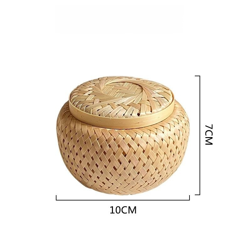 Handmade bamboo woven tea canister