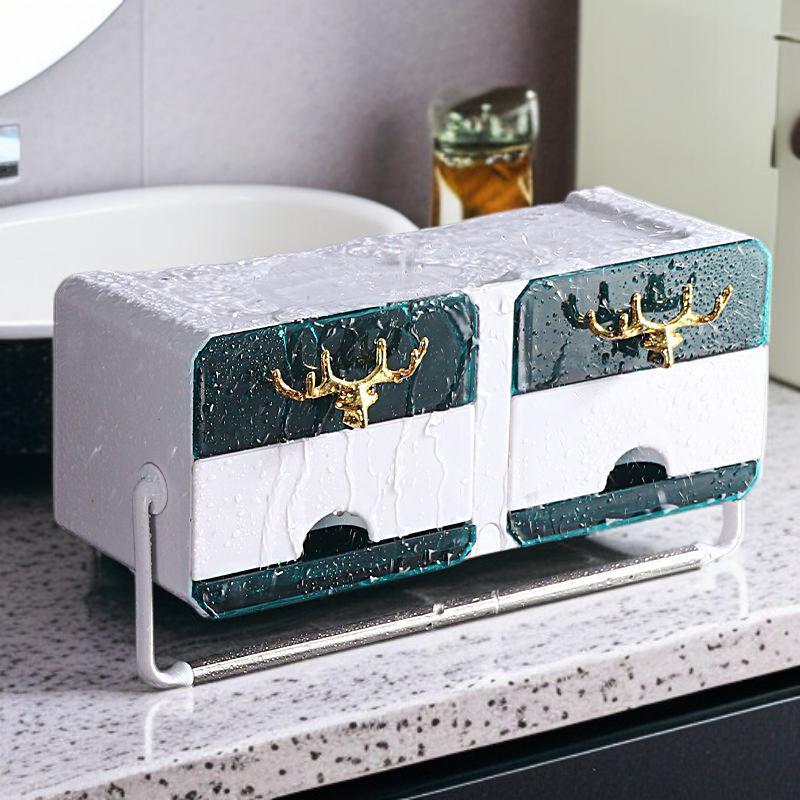 壁掛け引き出し付き石鹸収納ケース シンプルバスルーム整理用品