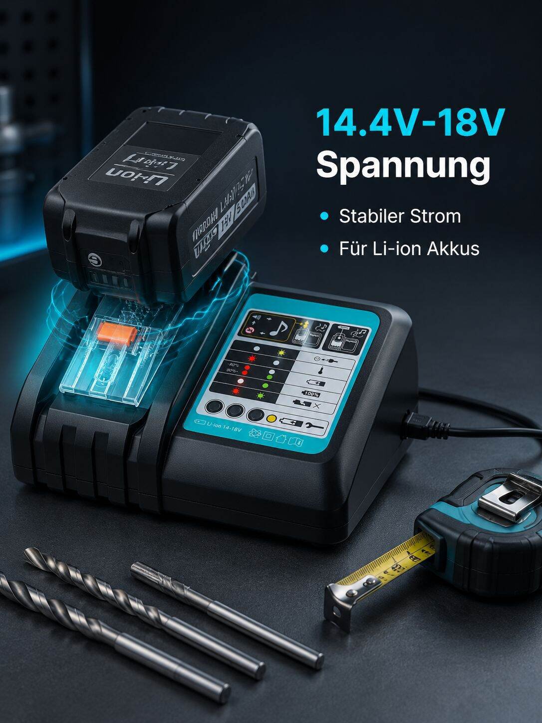 Robustes Makita Akku Ladegerät mit Sicherheitsfunktionen