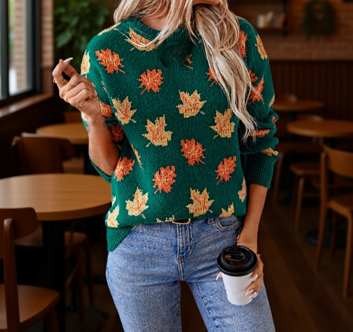 メープルリーフ柄ディテールのクローズアップ