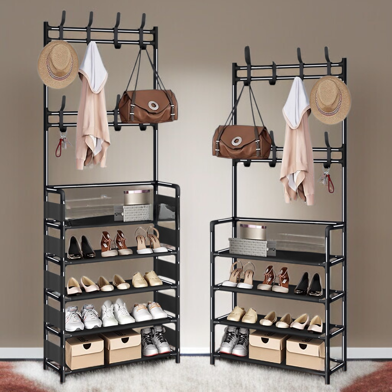 Multifunctional Simple Clothes Rack & Shoe Organizer with Door Hook