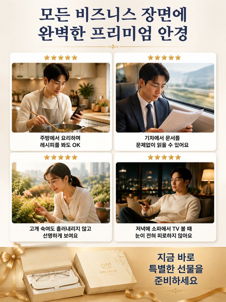 디자이너 감성의 세련된 스마트 변색 다초점 돋보기안경