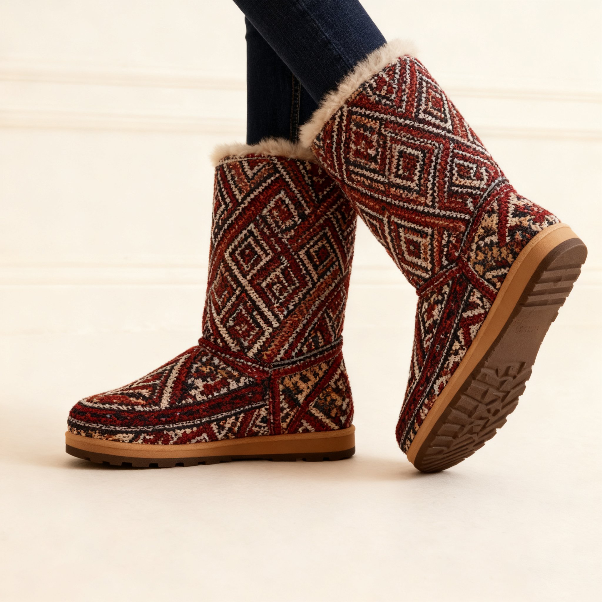 따뜻한 롱 레드 면화 부츠 (2켤레)